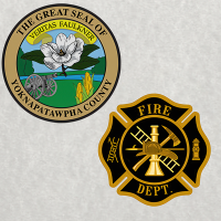 Seal of the Fire Department alongside the Seal of Yoknapatawpha County