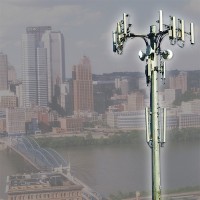 Cell phone tower with the City of Pittsburgh in the background