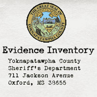 Inventory of evidence collected at Hurricane Creek