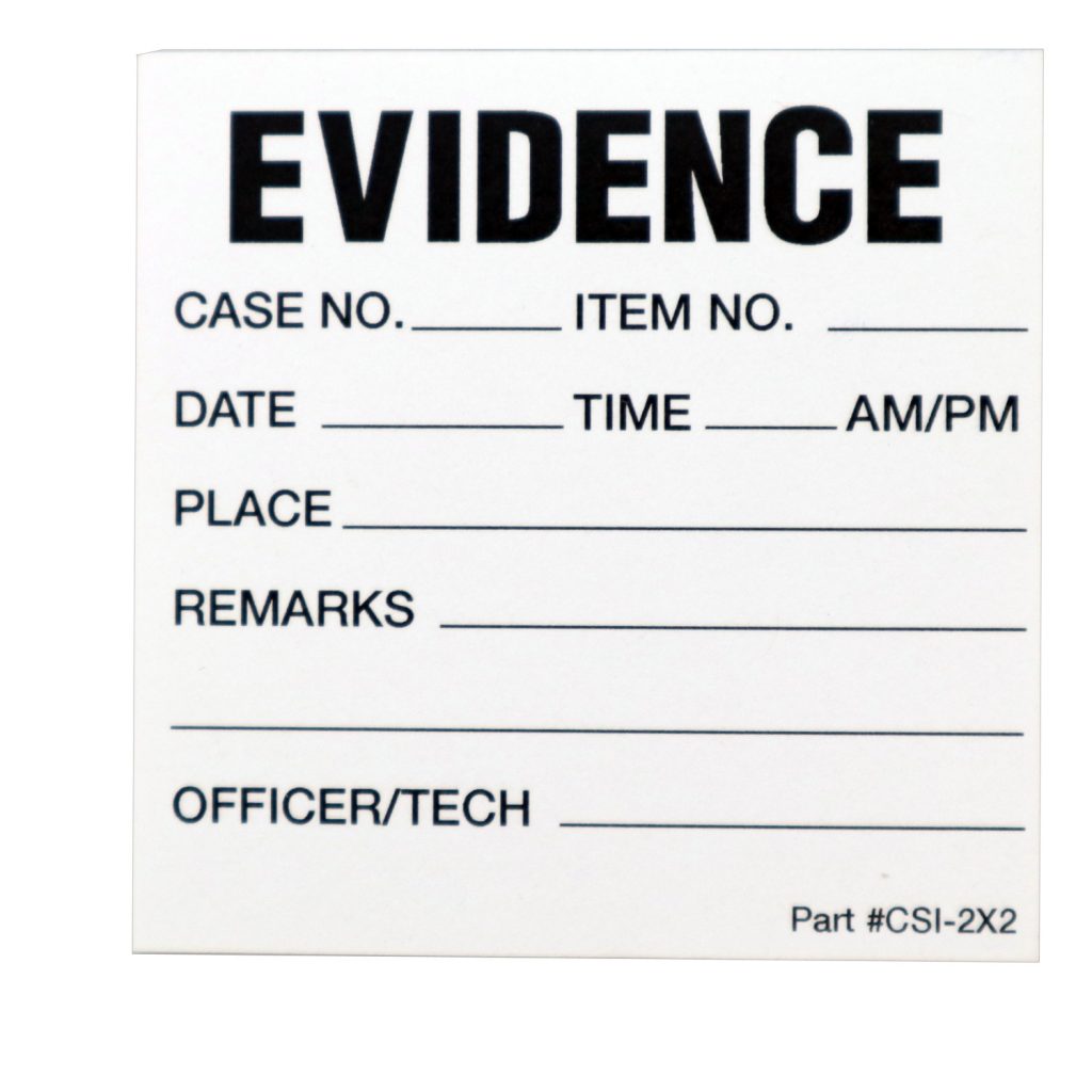 2 X 2 Evidence Labels Crime Scene Forensic Supply Store