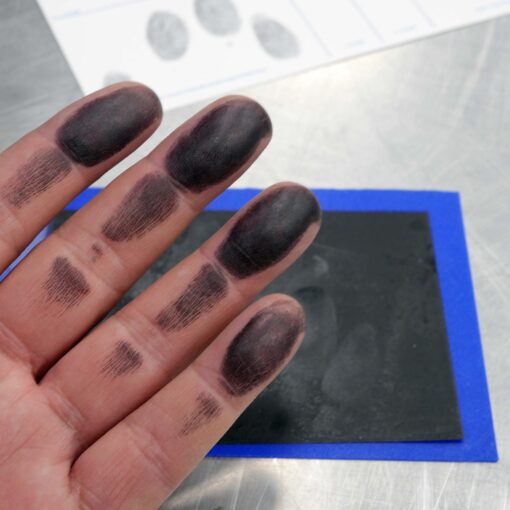 Fingers with fingerprint ink